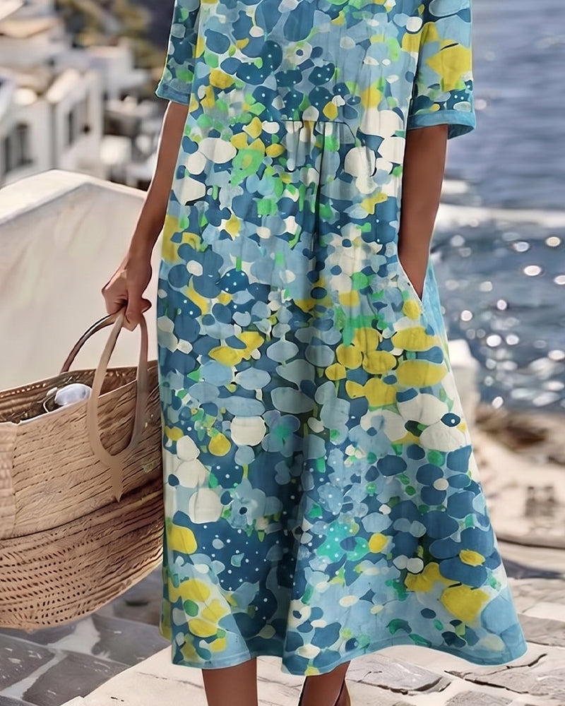 Vestido Estampado Holgado con Bolsillos