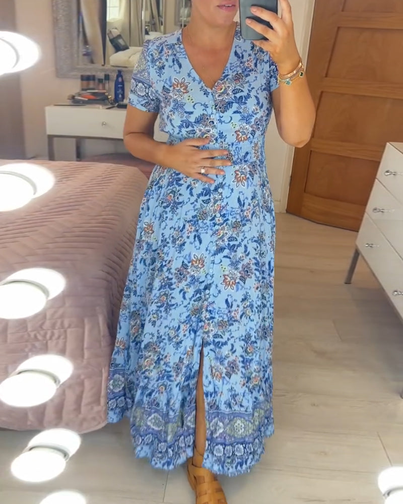 Vestido Floral con Escote en V