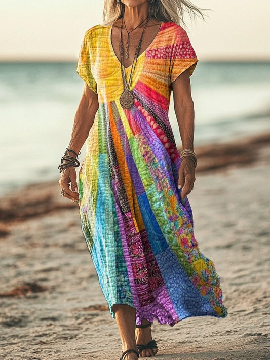 Vestido Bohémio con Diseño Solar