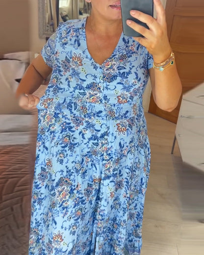 Vestido Floral con Escote en V