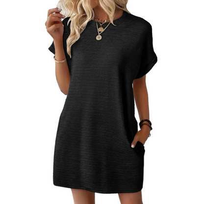 EVA – Vestido de Verano Minimalista Casual con Cuello Redondo