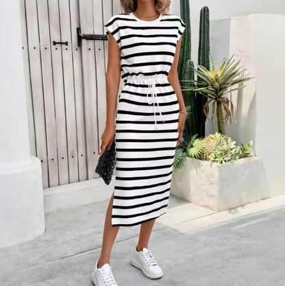 Anais | Vestido Midi de Rayas Clásicas
