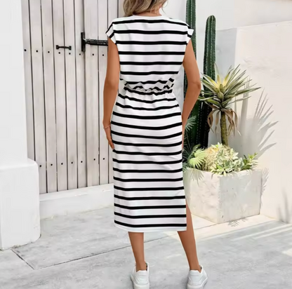 Anais | Vestido Midi de Rayas Clásicas