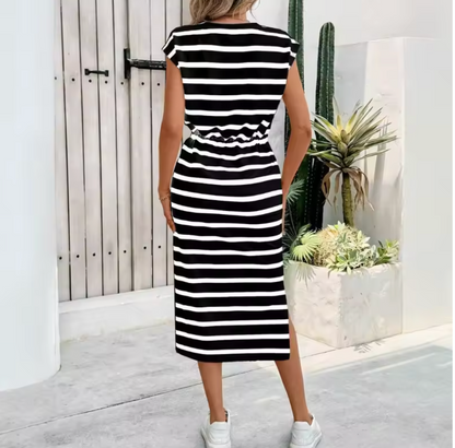 Anais | Vestido Midi de Rayas Clásicas