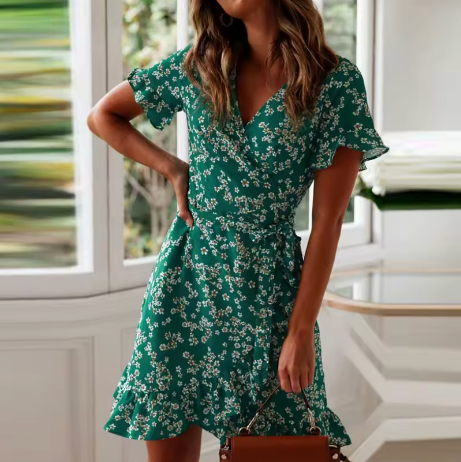 Ana — Vestido Floral Bohemio con Volantes