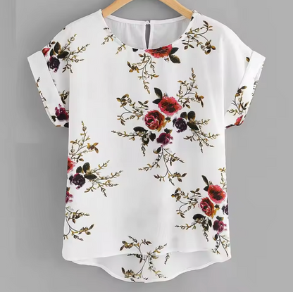 Valentina —  Blusa Estampado Floral con Cuello Redondo