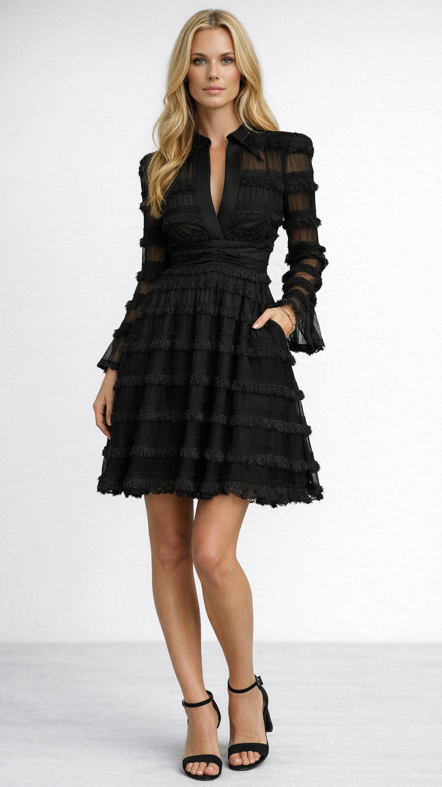 MARÍA - VESTIDO MIDI CON FLECOS