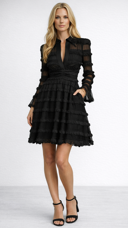 MARÍA - VESTIDO MIDI CON FLECOS