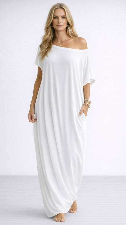 Alicia - Vestido Casual Asimétrico Hombro Descubierto