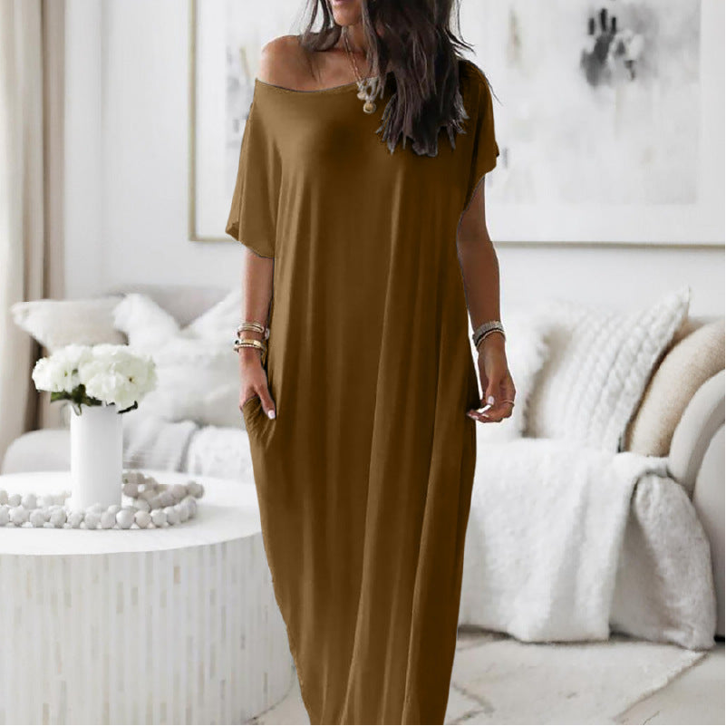 Alicia - Vestido Casual Asimétrico Hombro Descubierto