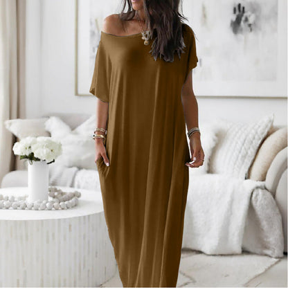 Alicia - Vestido Casual Asimétrico Hombro Descubierto
