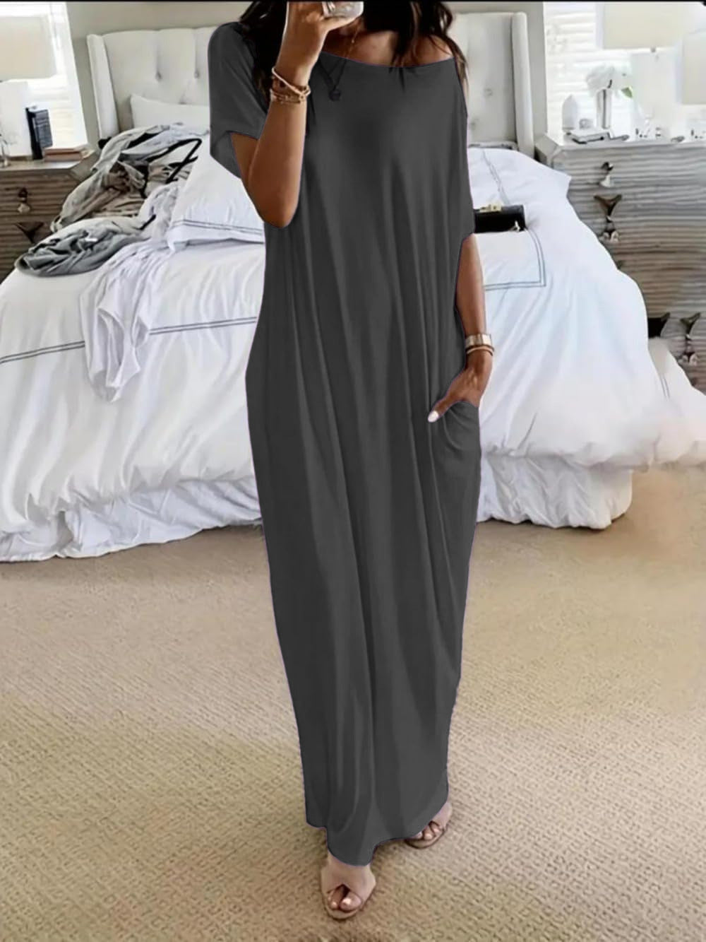 Alicia - Vestido Casual Asimétrico Hombro Descubierto