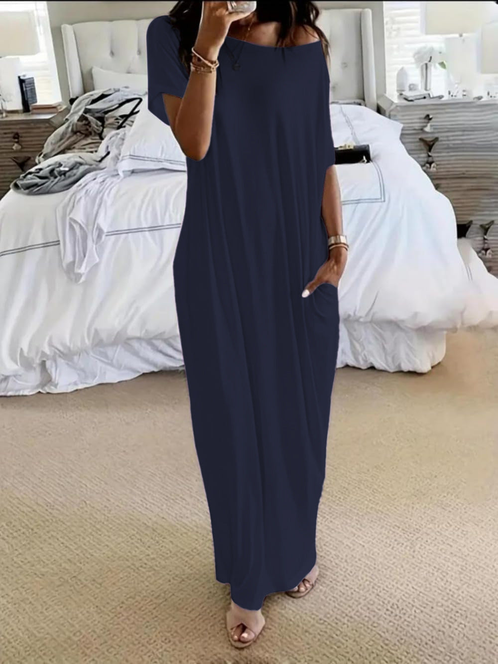 Alicia - Vestido Casual Asimétrico Hombro Descubierto
