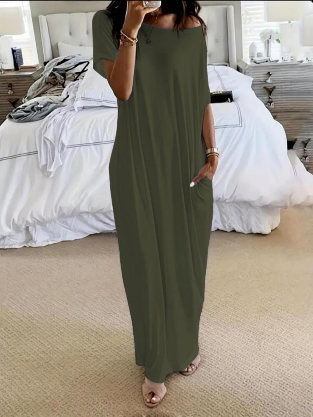 Alicia - Vestido Casual Asimétrico Hombro Descubierto