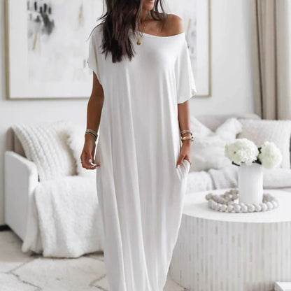 Alicia - Vestido Casual Asimétrico Hombro Descubierto