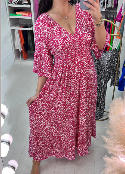 Isabel - Vestido Largo Estampado · Escote V · Estilo Boho