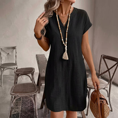 Valentina - Vestido Casual de Manga Corta con Cuello en V