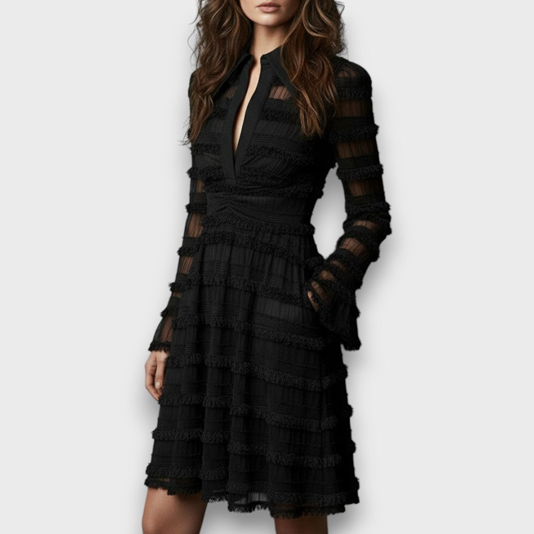 MARÍA - VESTIDO MIDI CON FLECOS
