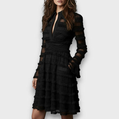 MARÍA - VESTIDO MIDI CON FLECOS