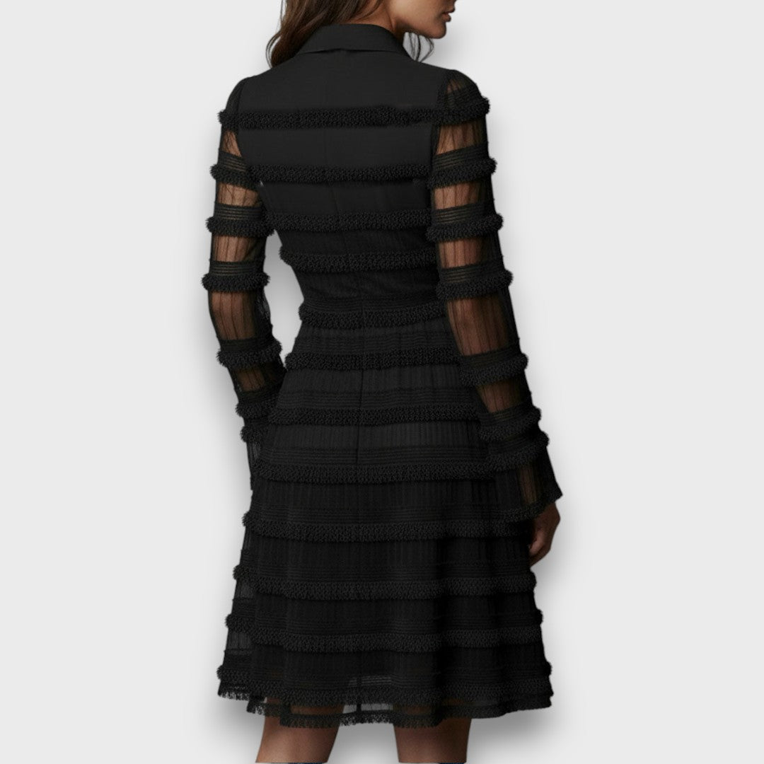 MARÍA - VESTIDO MIDI CON FLECOS