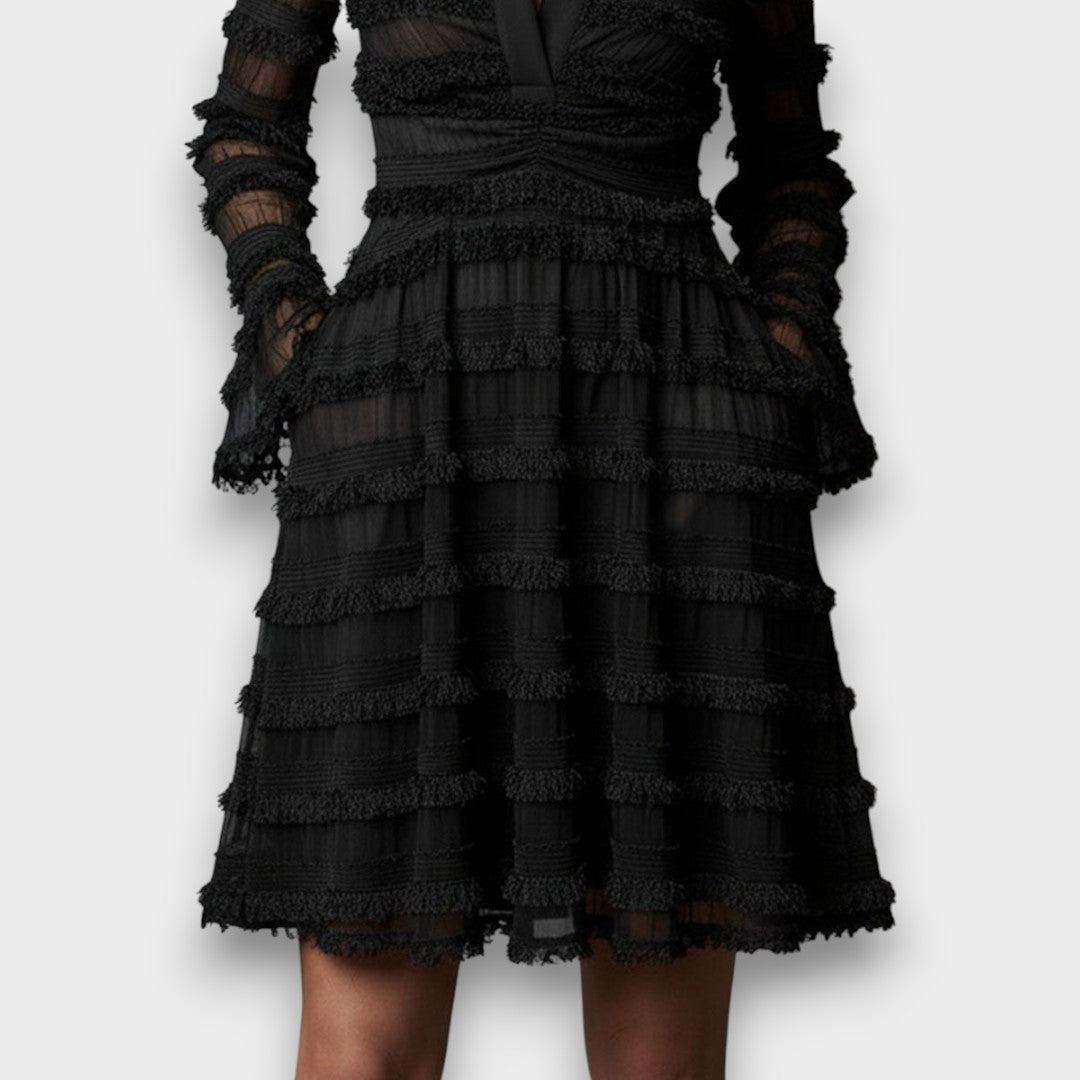 MARÍA - VESTIDO MIDI CON FLECOS