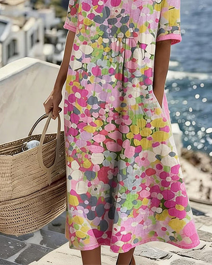 Vestido Estampado Holgado con Bolsillos