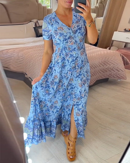 Vestido Floral con Escote en V