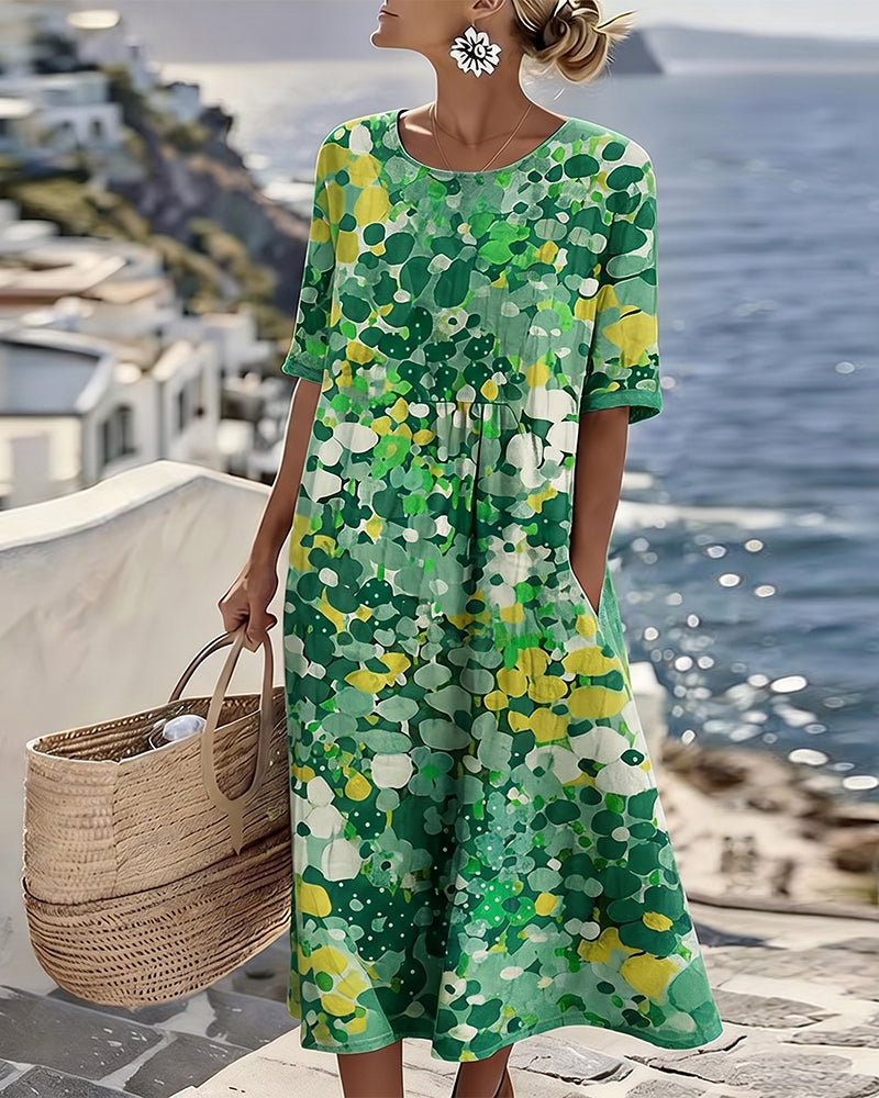 Vestido Estampado Holgado con Bolsillos
