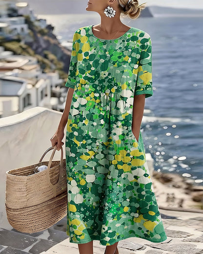 Vestido Estampado Holgado con Bolsillos