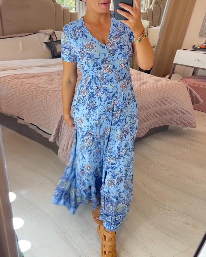 Vestido Floral con Escote en V