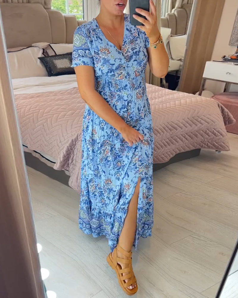 Vestido Floral con Escote en V