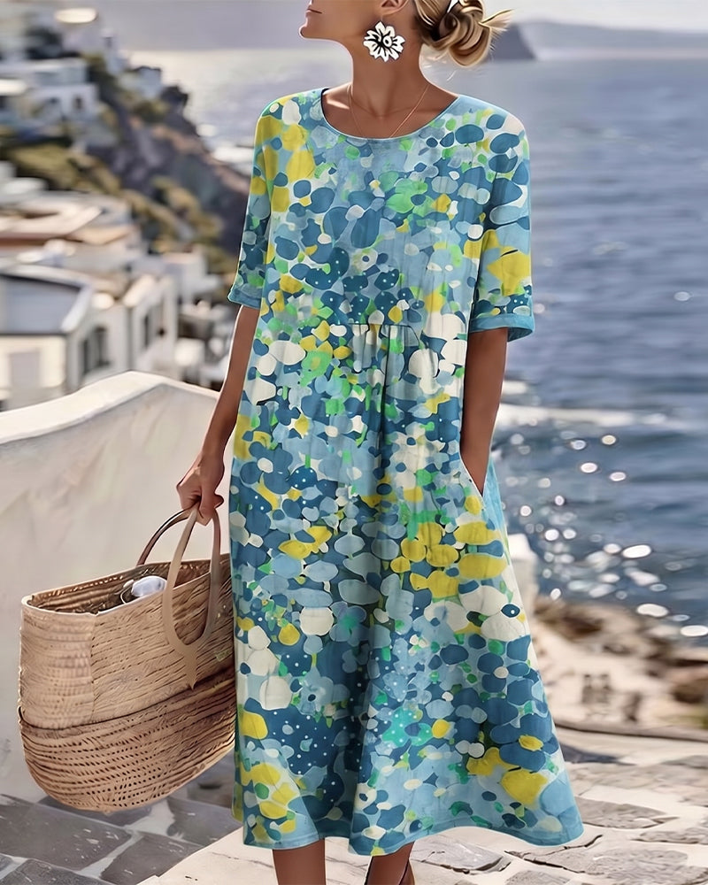 Vestido Estampado Holgado con Bolsillos