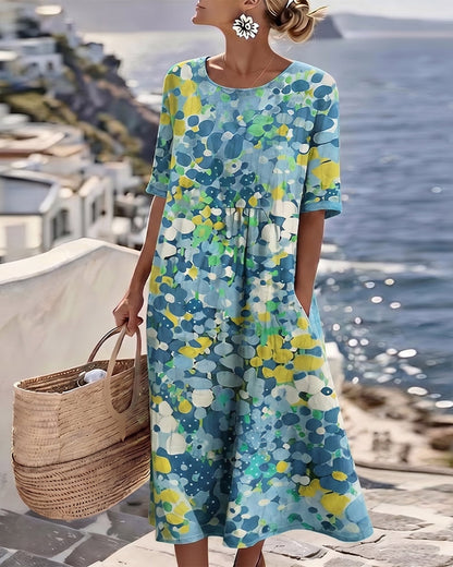 Vestido Estampado Holgado con Bolsillos