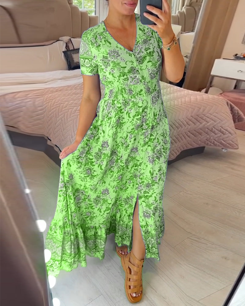 Vestido Floral con Escote en V
