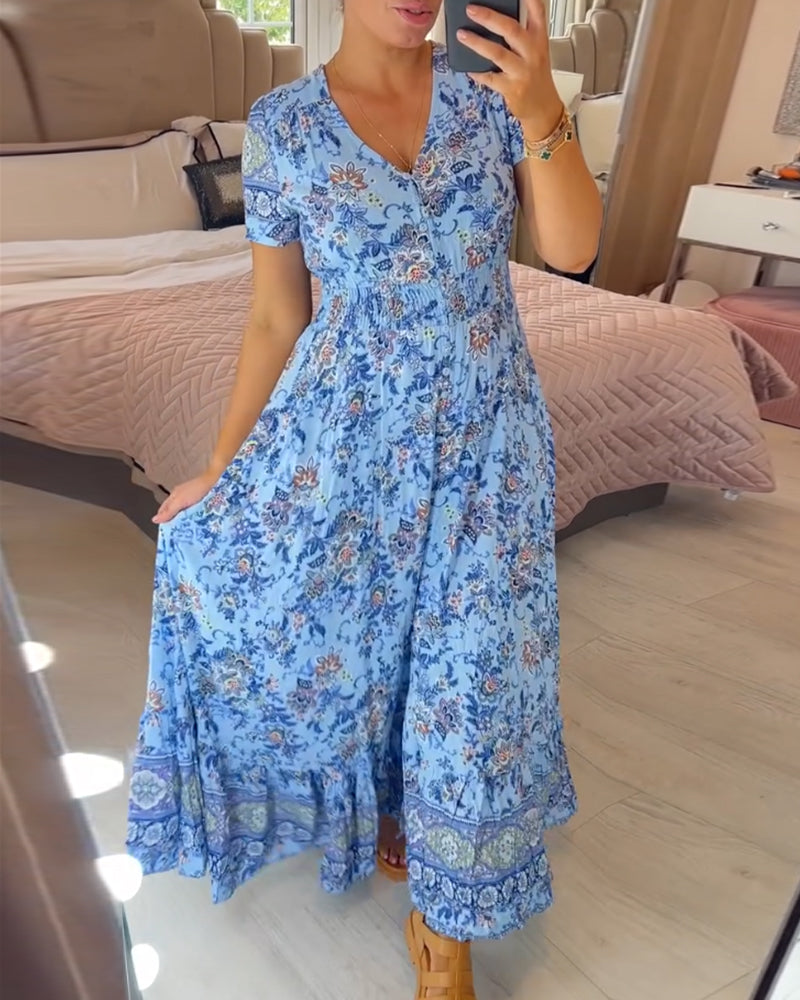 Vestido Floral con Escote en V