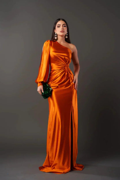 Camila | Vestido satinado de una manga