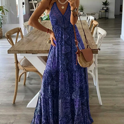 Valeria | Maxi Boho Floral de Verano con Escote V