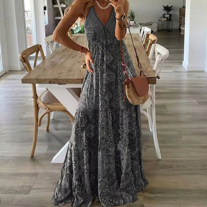 Valeria | Maxi Boho Floral de Verano con Escote V