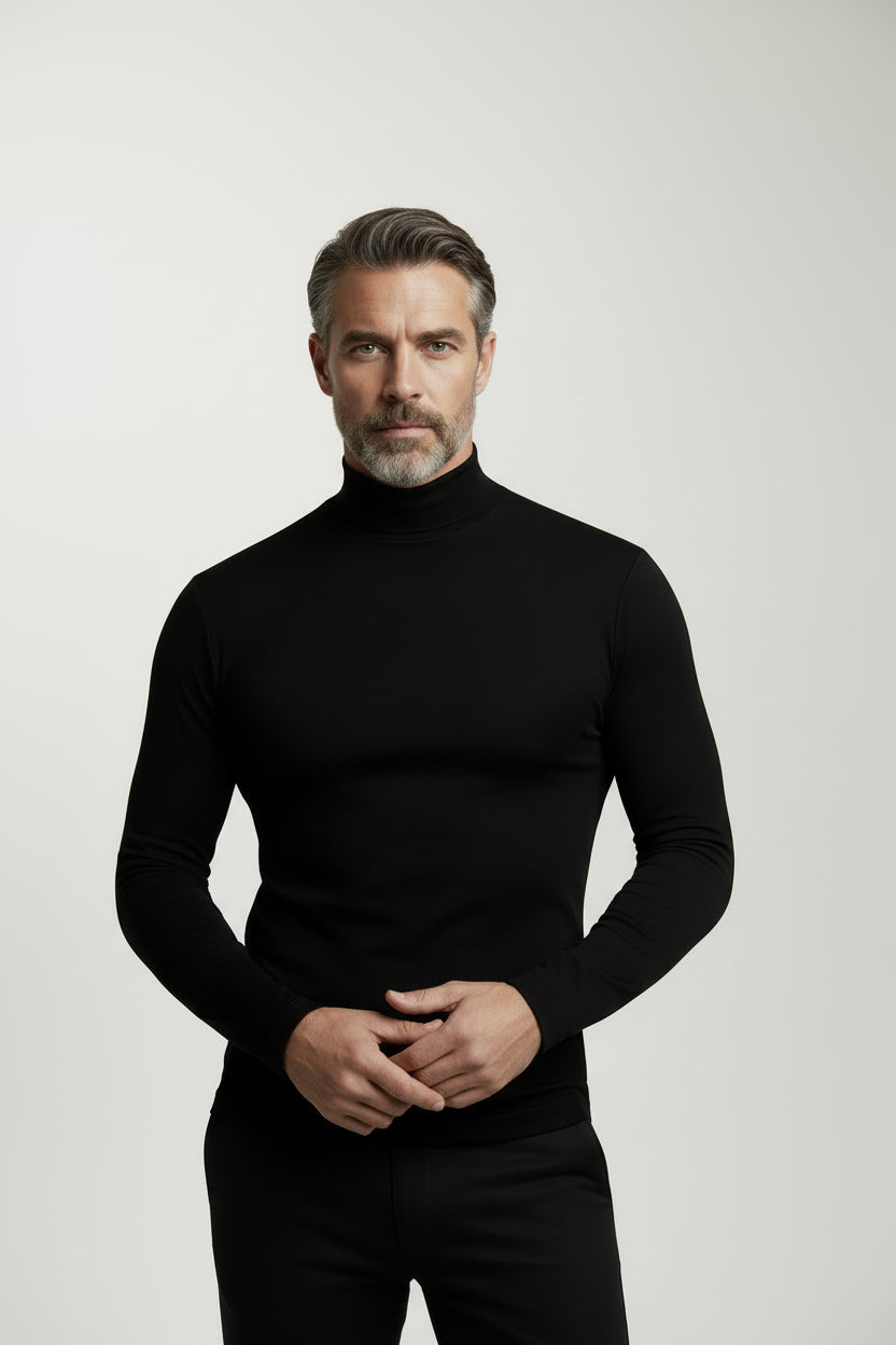 Camiseta de Cuello Alto Slim Fit — Tejido Suave y Transpirable
