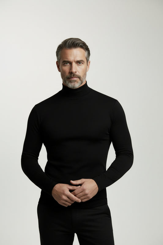 Camiseta de Cuello Alto Slim Fit — Tejido Suave y Transpirable