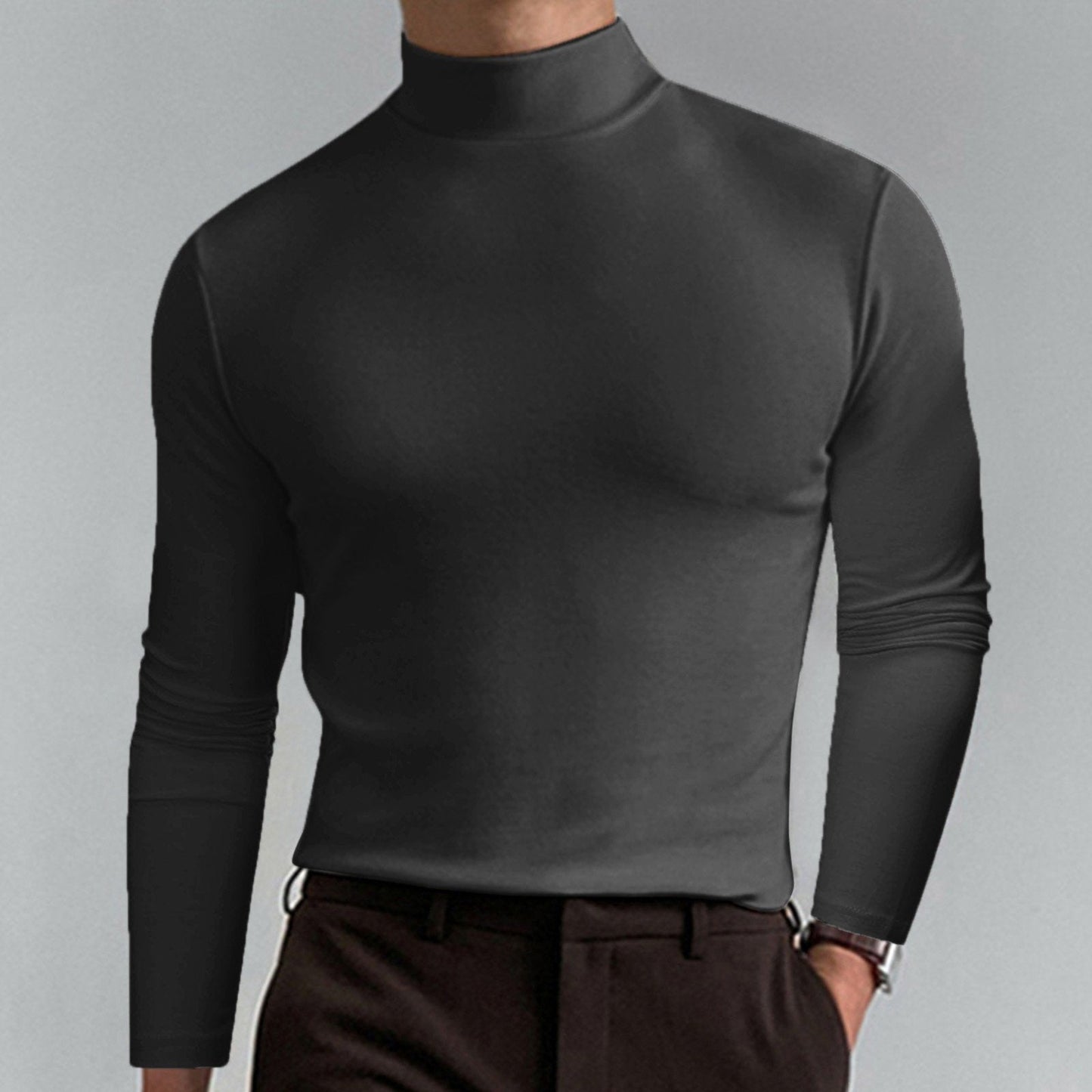 Camiseta de Cuello Alto Slim Fit — Tejido Suave y Transpirable