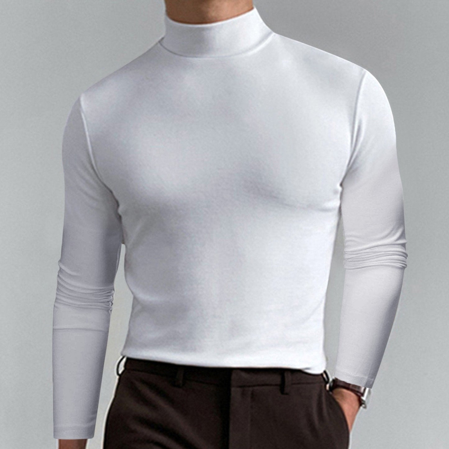 Camiseta de Cuello Alto Slim Fit — Tejido Suave y Transpirable