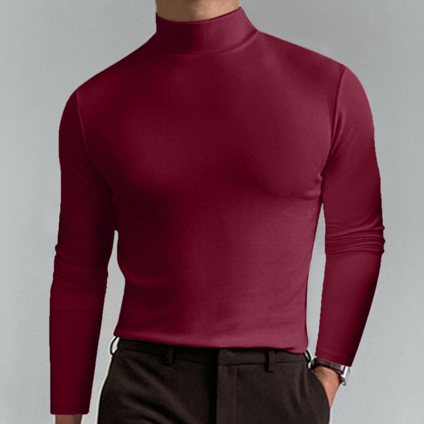 Camiseta de Cuello Alto Slim Fit — Tejido Suave y Transpirable