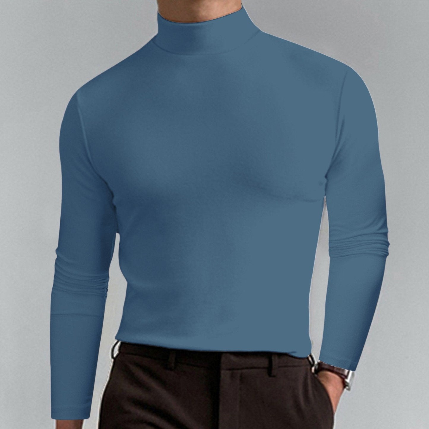 Camiseta de Cuello Alto Slim Fit — Tejido Suave y Transpirable
