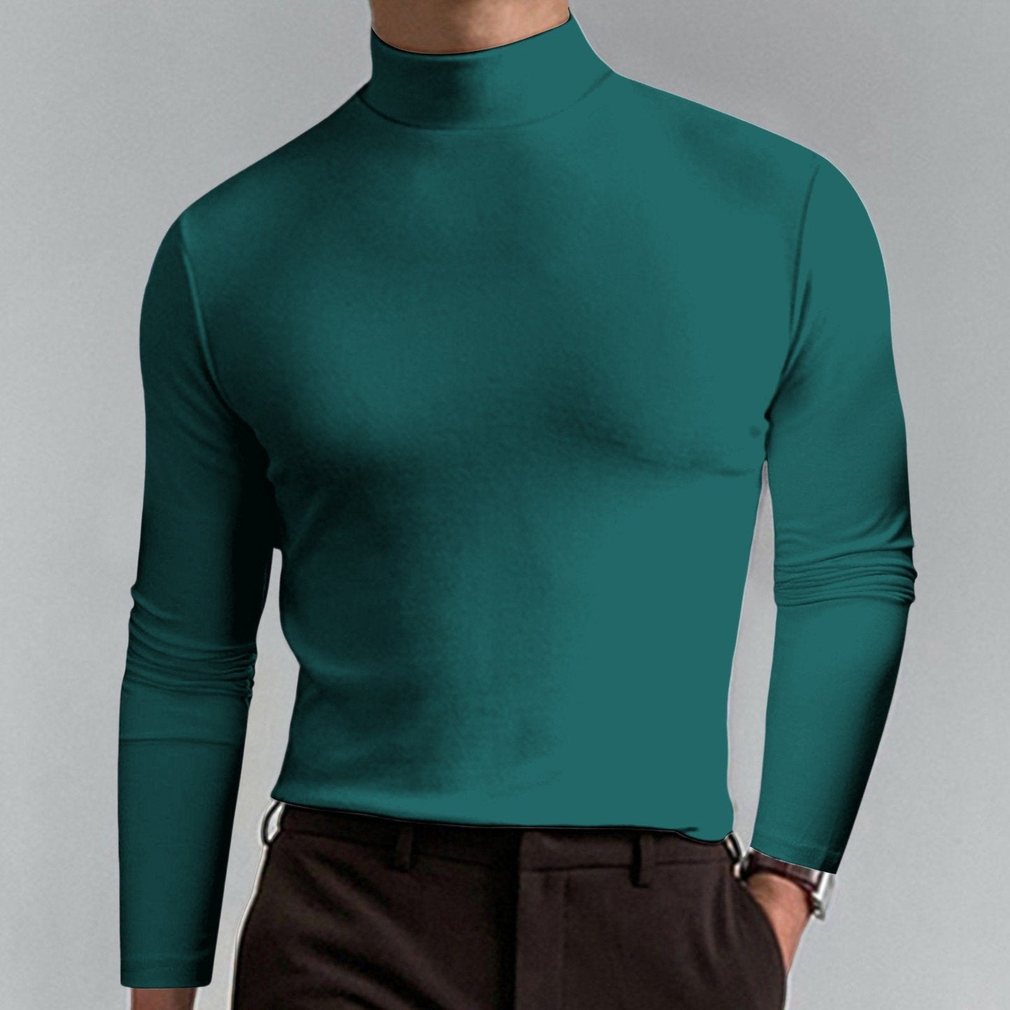 Camiseta de Cuello Alto Slim Fit — Tejido Suave y Transpirable