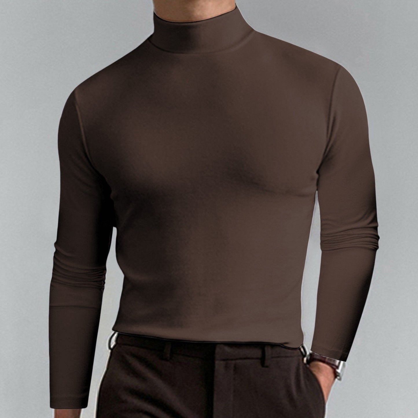 Camiseta de Cuello Alto Slim Fit — Tejido Suave y Transpirable