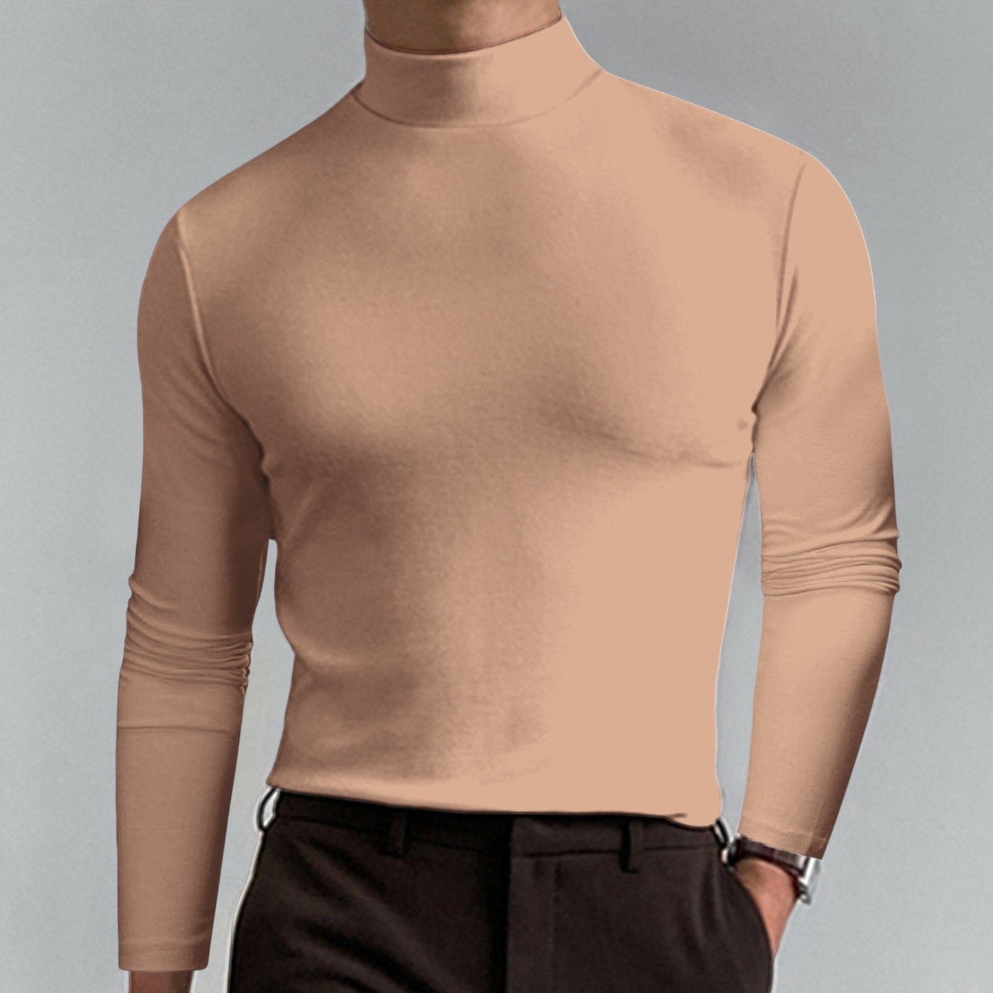 Camiseta de Cuello Alto Slim Fit — Tejido Suave y Transpirable