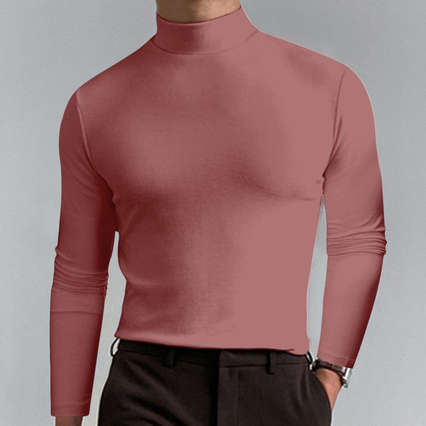Camiseta de Cuello Alto Slim Fit — Tejido Suave y Transpirable