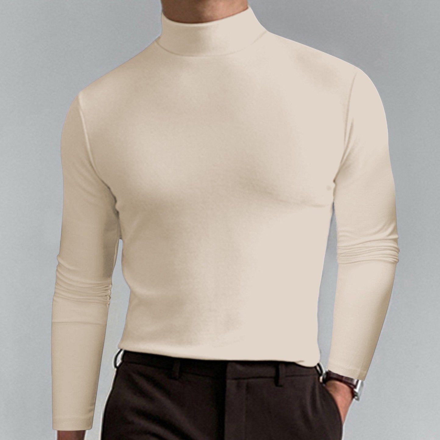 Camiseta de Cuello Alto Slim Fit — Tejido Suave y Transpirable